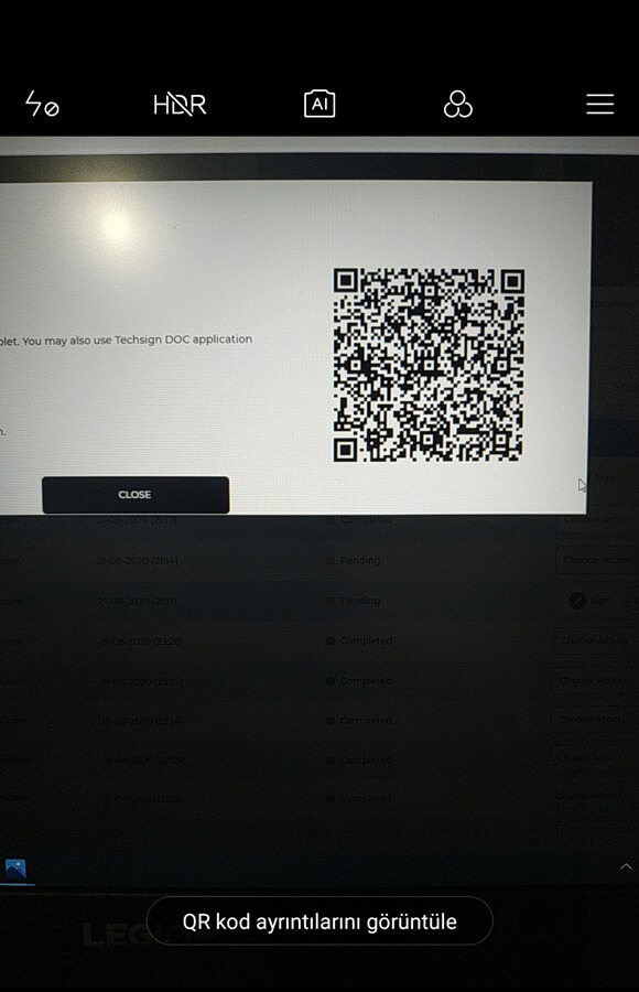 Techsign DOC Mobil cihaz veya tablet kamera ile QR kodunu okuma
